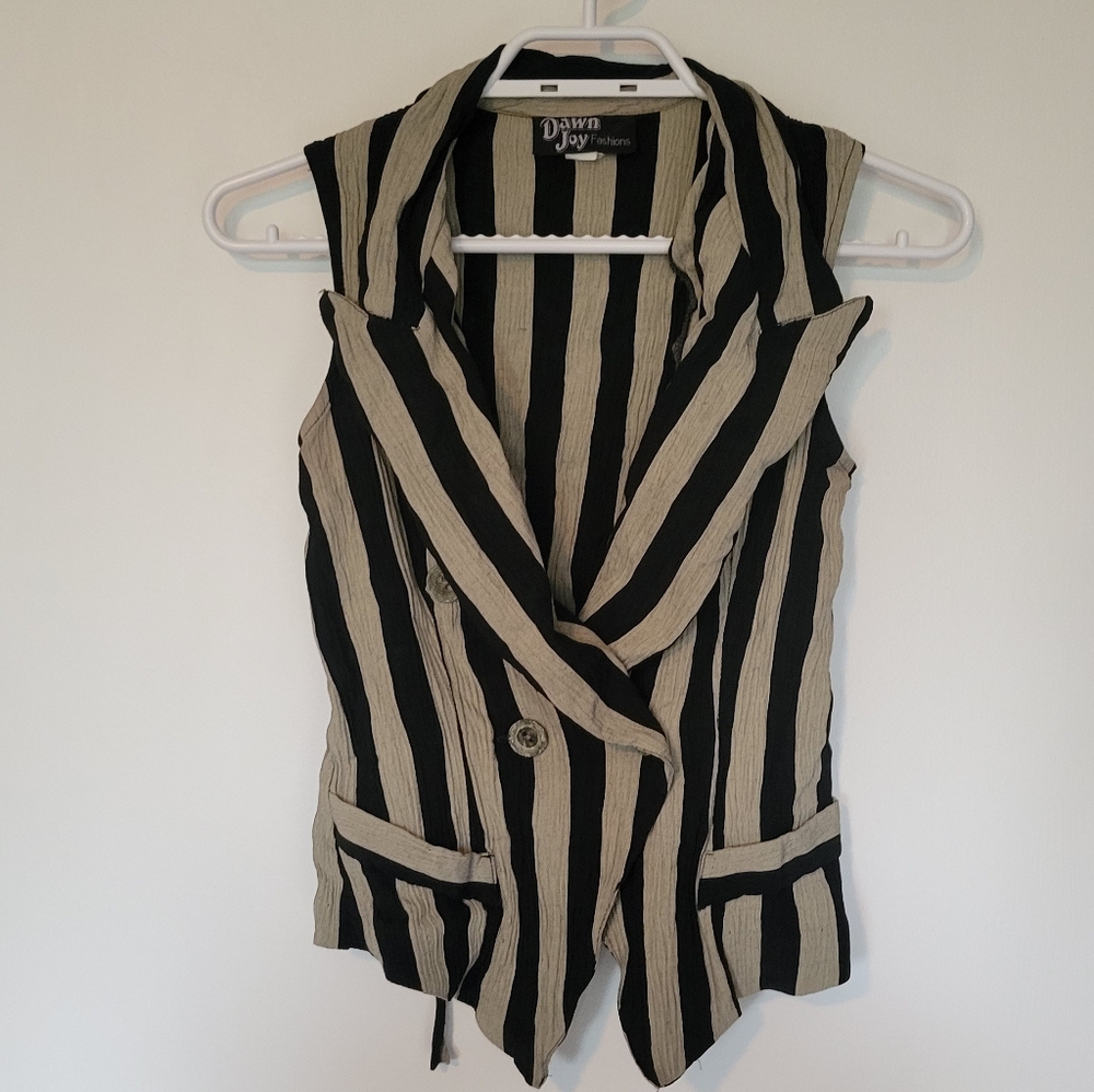 Vintage Striped Black and Tan Vest/Waistcoat